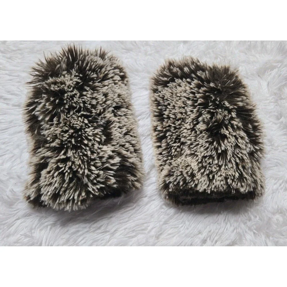 Pandemonium Seattle Brown Faux Fur Fingerless Texting Gloves & Mittens One Size